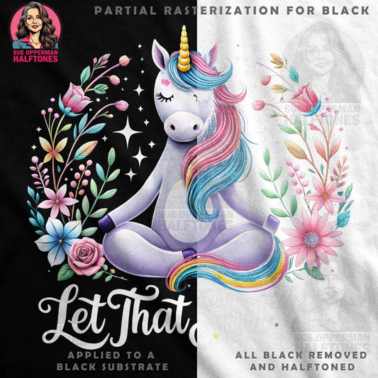Unicorn Meditation Let That Shit Go Digital Halftone T-Shirt Design - halftone PNG for T-shirts – Sue Opperman Halftones