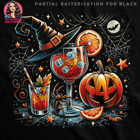 Halloween Cocktail Themed Digital Halftone T-Shirt Design - halftone PNG for T-shirts – Sue Opperman Halftones