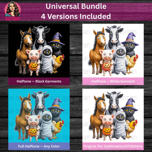 Halloween Animals Universal Print Bundle Digital - halftone PNG for T-shirts – Sue Opperman Halftones