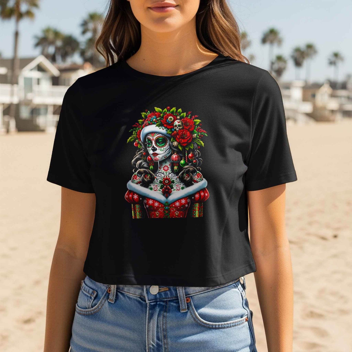 Christmas Sugar Skull Halftone T-Shirt Design - halftone PNG for T-shirts – Sue Opperman Halftones