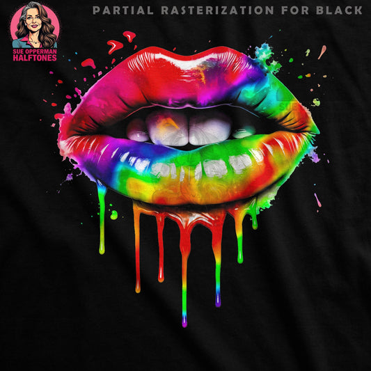 Colorful Lips Drip Graphic Halftone T-Shirt Design - halftone PNG for T-shirts – Sue Opperman Halftones