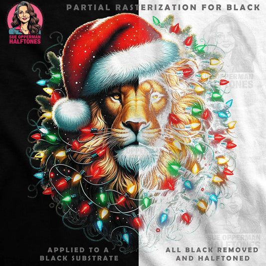 Christmas Lion With Lights Halftone T-Shirt Designs - halftone PNG for T-shirts – Sue Opperman Halftones