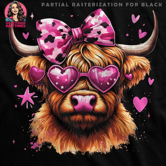 Cute Valentine Cow with Bow Halftone T-Shirt Design - halftone PNG for T-shirts – Sue Opperman Halftones