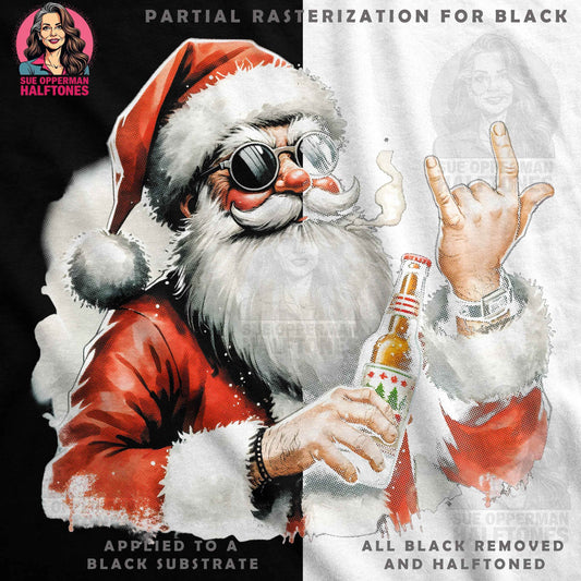 Christmas Santa with Beer Halftone T-Shirt Design - halftone PNG for T-shirts – Sue Opperman Halftones