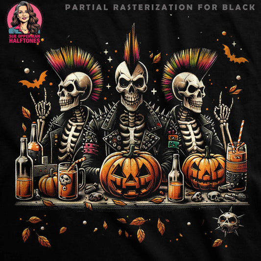 Punk Skeletons Jack O Lanterns Halftone T-Shirt Design - halftone PNG for T-shirts – Sue Opperman Halftones