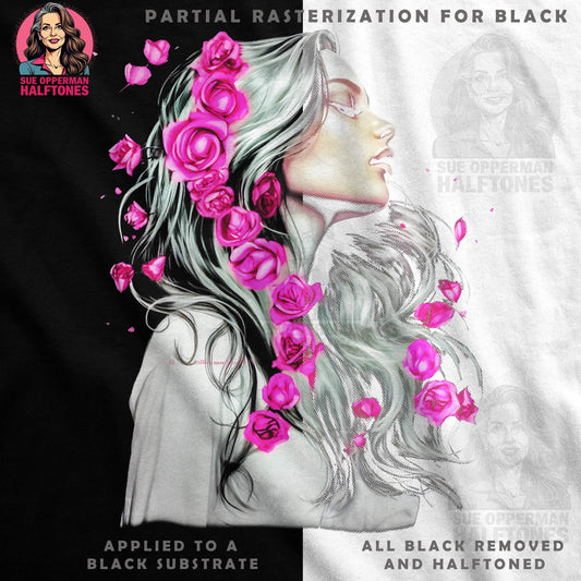 Glamour Roses Woman Halftone T-Shirt Design - halftone PNG for T-shirts – Sue Opperman Halftones