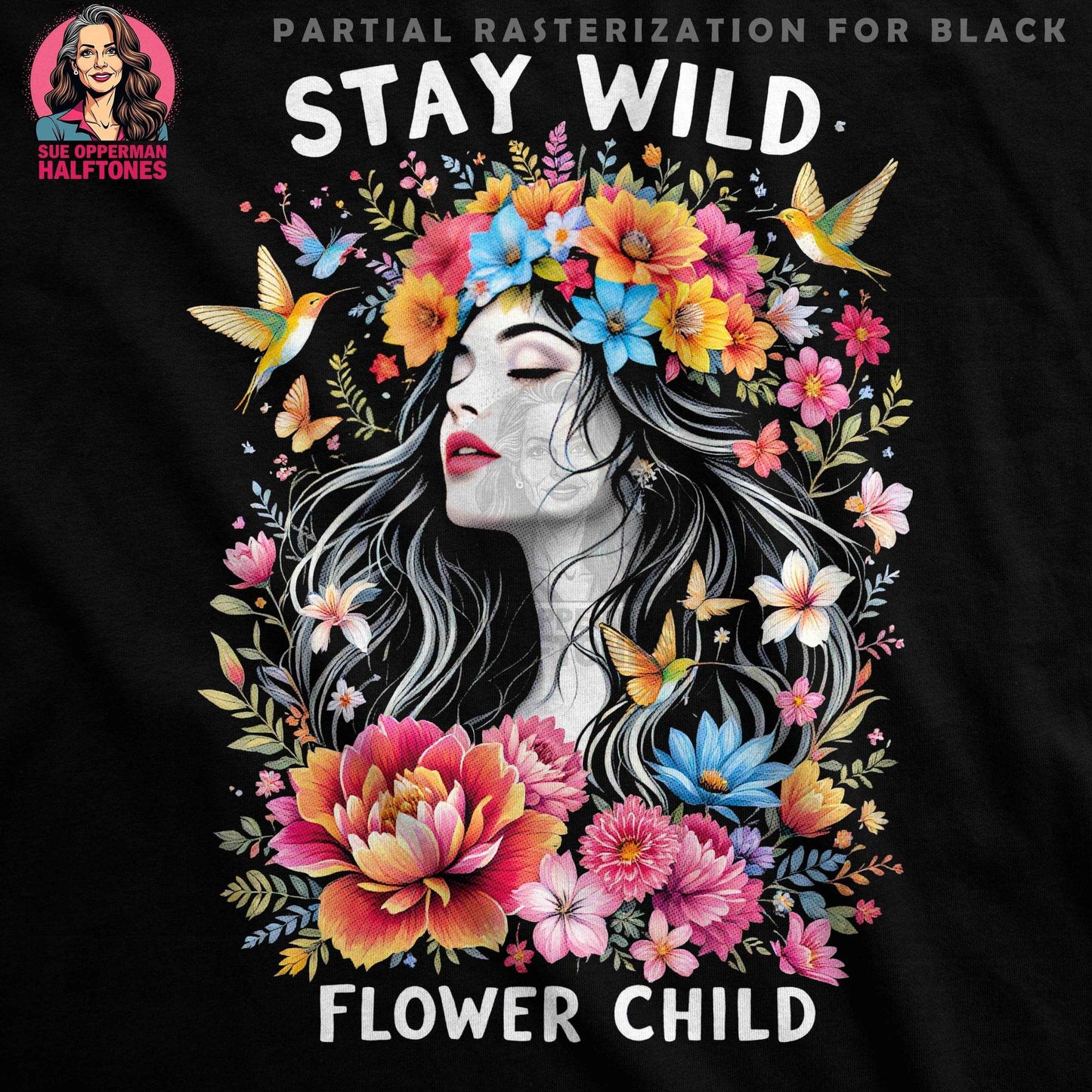 Flower Child Halftone T-Shirt Design - halftone PNG for T-shirts – Sue Opperman Halftones