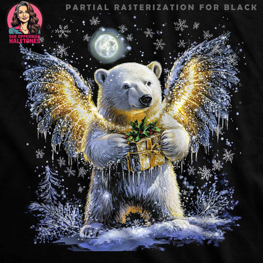 Christmas Bear With Gift Box Halftoned T-Shirt Design - halftone PNG for T-shirts – Sue Opperman Halftones