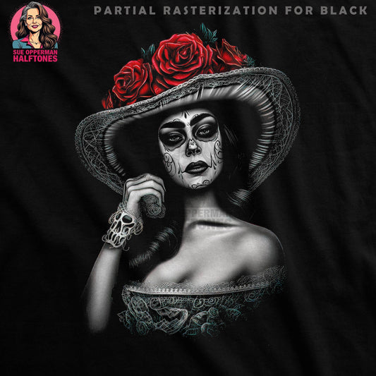 Glamour Woman Flowers Halftone T-Shirt Design - halftone PNG for T-shirts – Sue Opperman Halftones