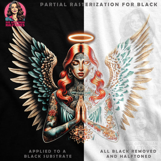 Angelic Figure Floral Tattooed Woman Halftone T-Shirt Design - halftone PNG for T-shirts – Sue Opperman Halftones