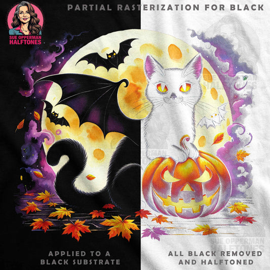 Halloween Cat Pumpkin Halftone T-Shirt Design Digital - halftone PNG for T-shirts – Sue Opperman Halftones