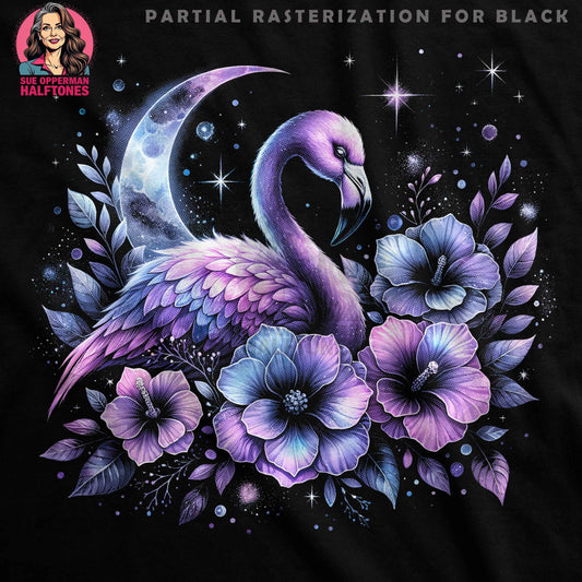 Floral Flamingo Moon Flowers Halftone T-Shirt Design - halftone PNG for T-shirts – Sue Opperman Halftones