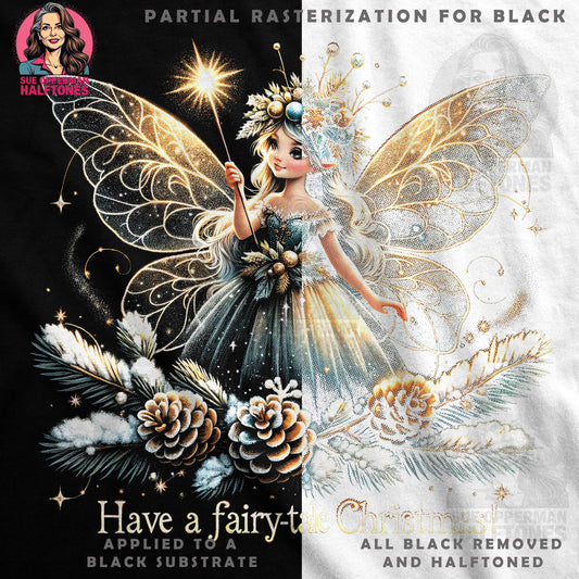 Christmas Fairy Have a Fairytale Christmas Halftone T-Shirt Design - halftone PNG for T-shirts – Sue Opperman Halftones