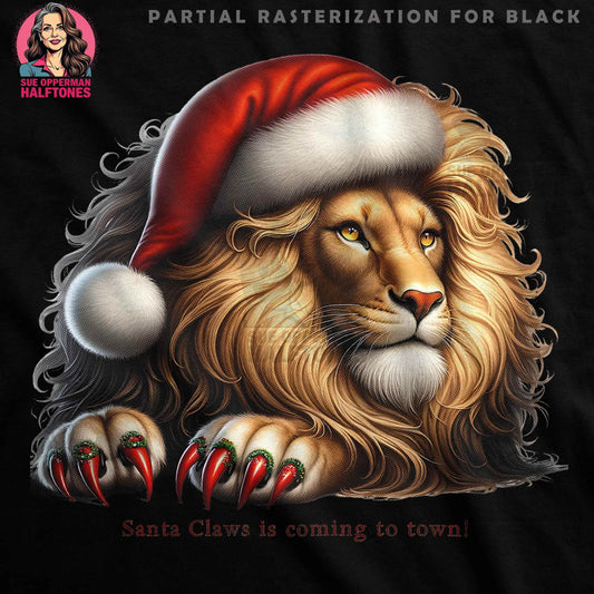 Christmas Lion Santa Claws Halftone T-Shirt Designs - halftone PNG for T-shirts – Sue Opperman Halftones