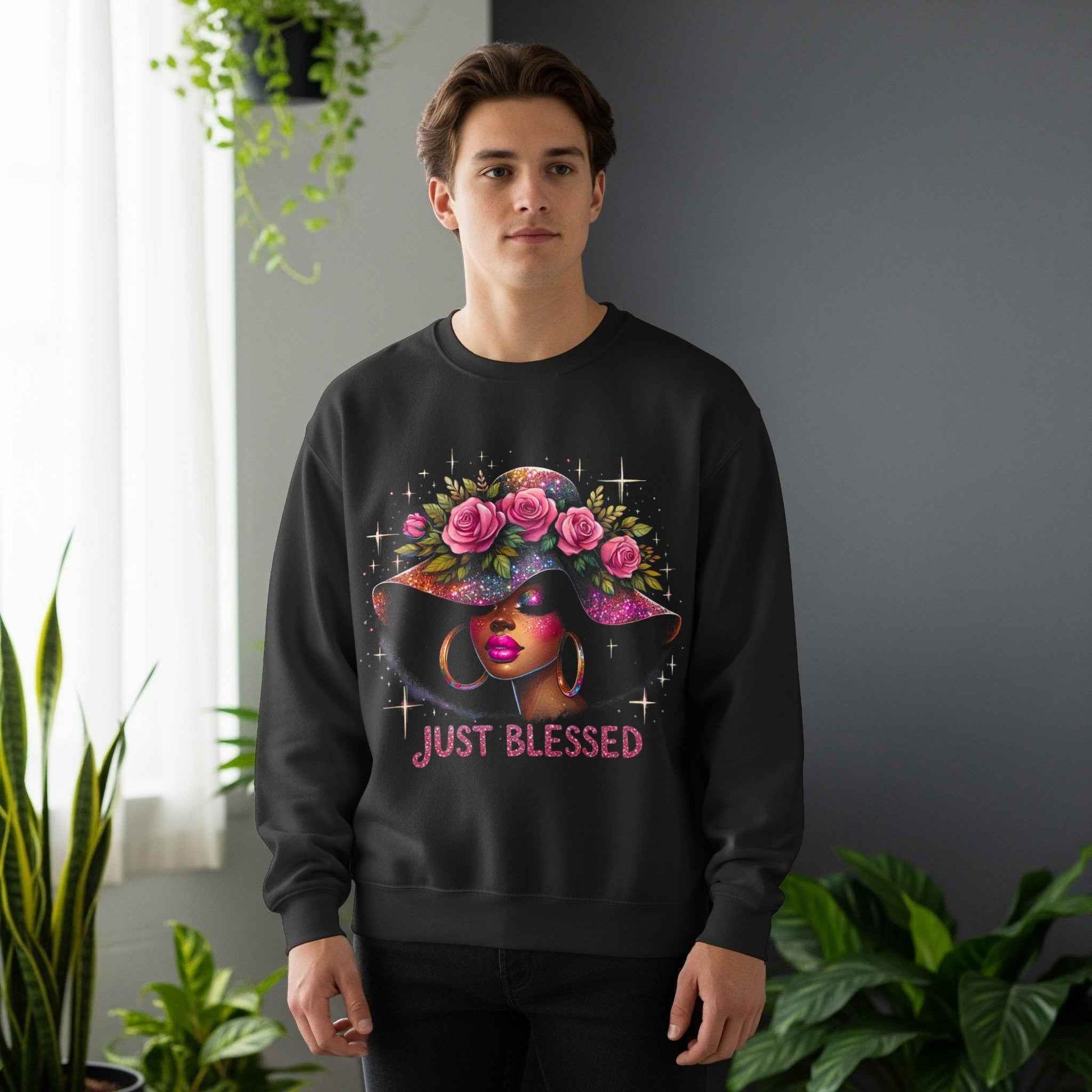 Just Blessed Woman With Roses Digital Halftone T-Shirt Design - halftone PNG for T-shirts – Sue Opperman Halftones
