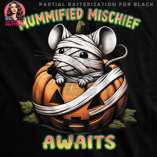 Halloween Mummy Mouse Pumpkin Halftone T-Shirt Design - halftone PNG for T-shirts – Sue Opperman Halftones