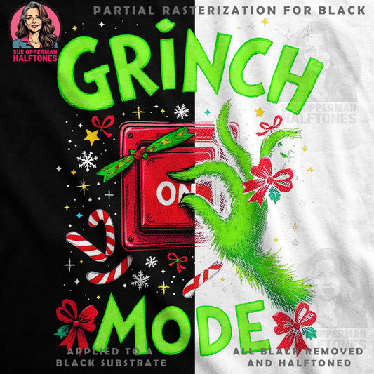Grinch Mode On Christmas Halftone T-Shirt Design - halftone PNG for T-shirts – Sue Opperman Halftones
