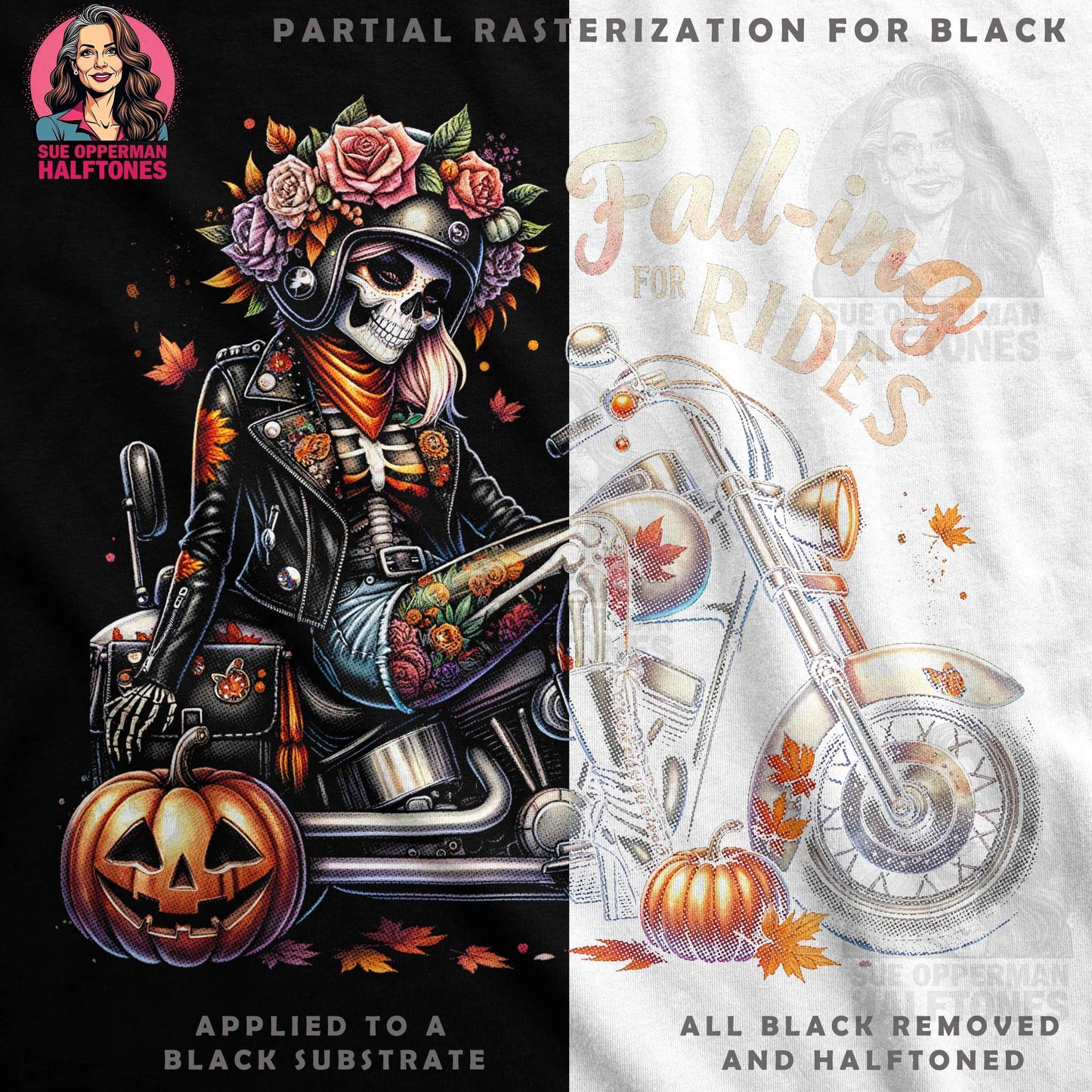 Halloween Motorcycle Halftone T-Shirt Design - halftone PNG for T-shirts – Sue Opperman Halftones