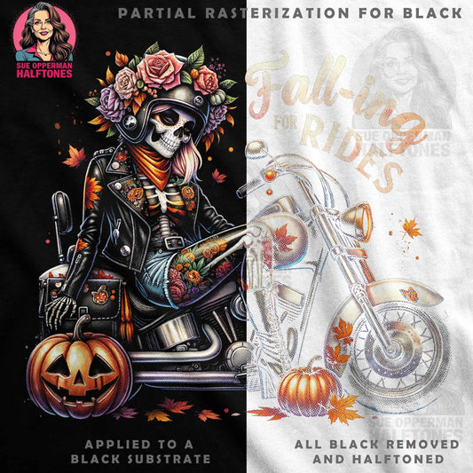Halloween Motorcycle Halftone T-Shirt Design - halftone PNG for T-shirts – Sue Opperman Halftones