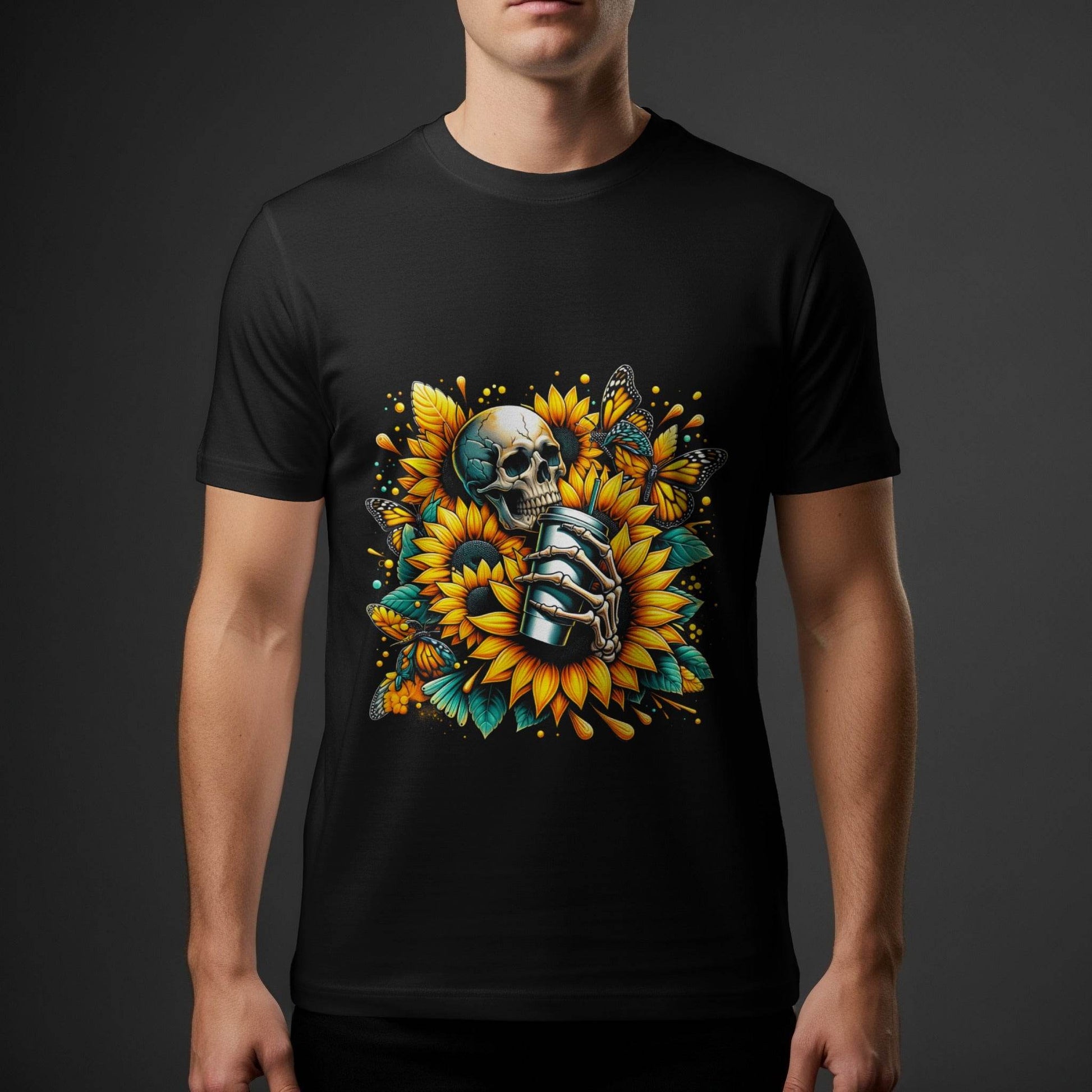 Sunflower Skull And Coffee Halftone T-Shirt Design - halftone PNG for T-shirts – Sue Opperman Halftones