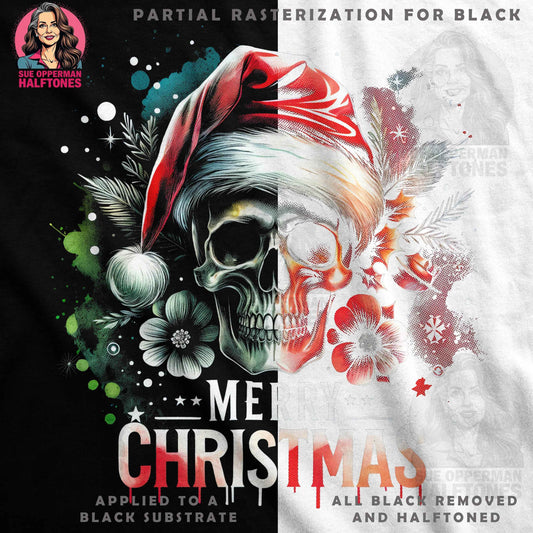 Christmas Skull with Santa Hat Digital Halftone T-Shirt Design - halftone PNG for T-shirts – Sue Opperman Halftones