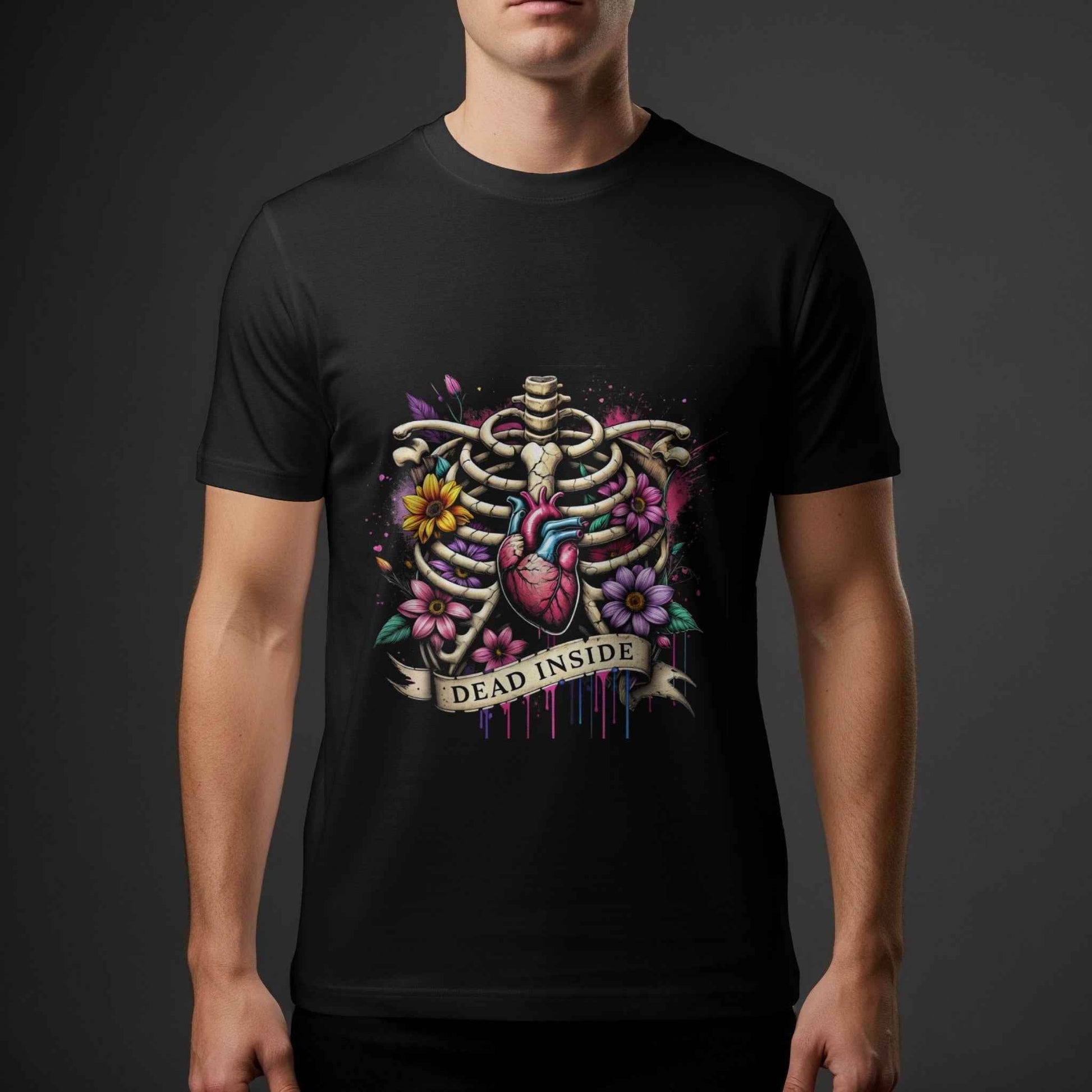 Dead Inside Floral Skeleton Halftone T-Shirt Design - halftone PNG for T-shirts – Sue Opperman Halftones