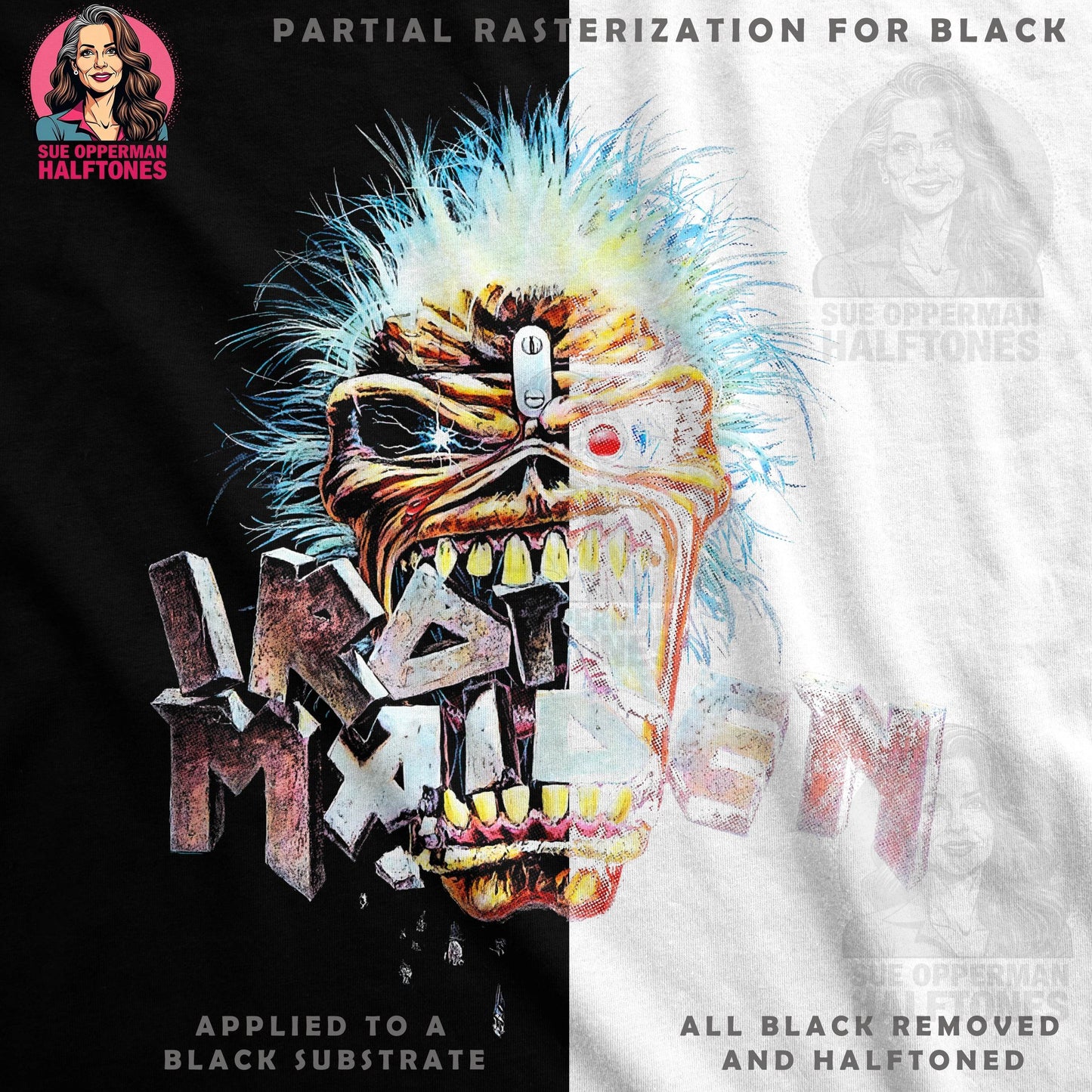 Music Skull Iron Maiden Theme Halftone T-Shirt Design - halftone PNG for T-shirts – Sue Opperman Halftones