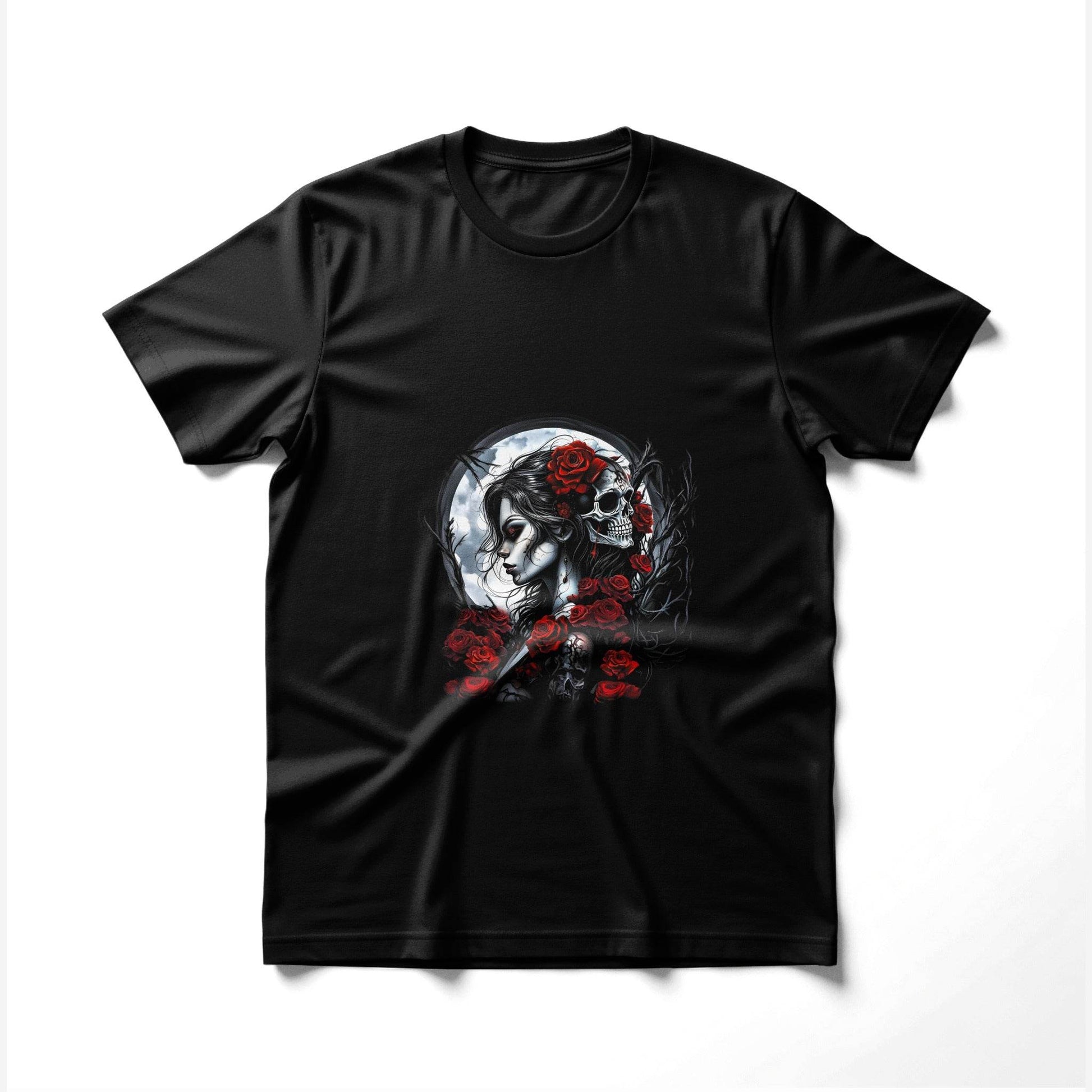Skull Woman with Roses Halftone T-Shirt Design - halftone PNG for T-shirts – Sue Opperman Halftones