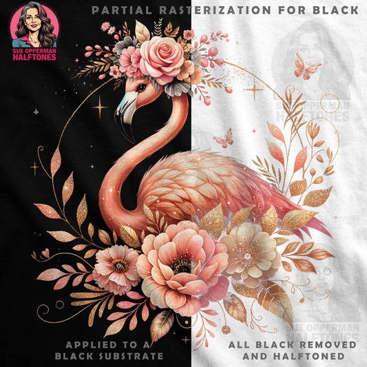 Floral Flamingo Graphic Halftone T-Shirt Design - halftone PNG for T-shirts – Sue Opperman Halftones