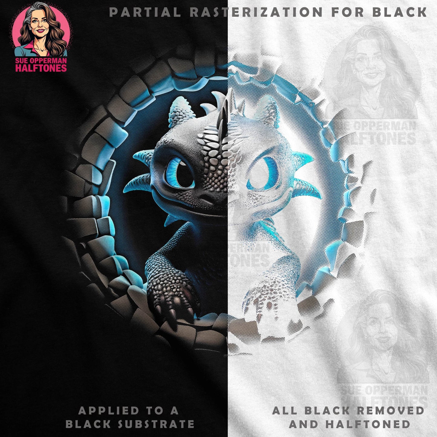 Fantasy Dragon Character Design Halftoned T-Shirt Design - halftone PNG for T-shirts – Sue Opperman Halftones