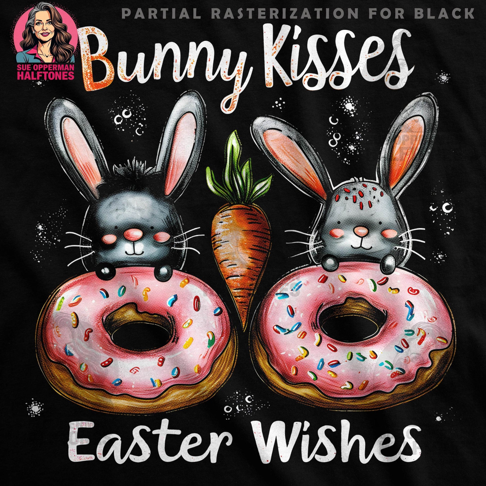 Easter Bunny Donut Halftone T-Shirt Design - halftone PNG for T-shirts – Sue Opperman Halftones