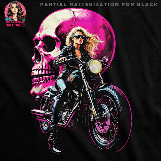Bike with Skull Universal Print Bundle Digital - halftone PNG for T-shirts – Sue Opperman Halftones