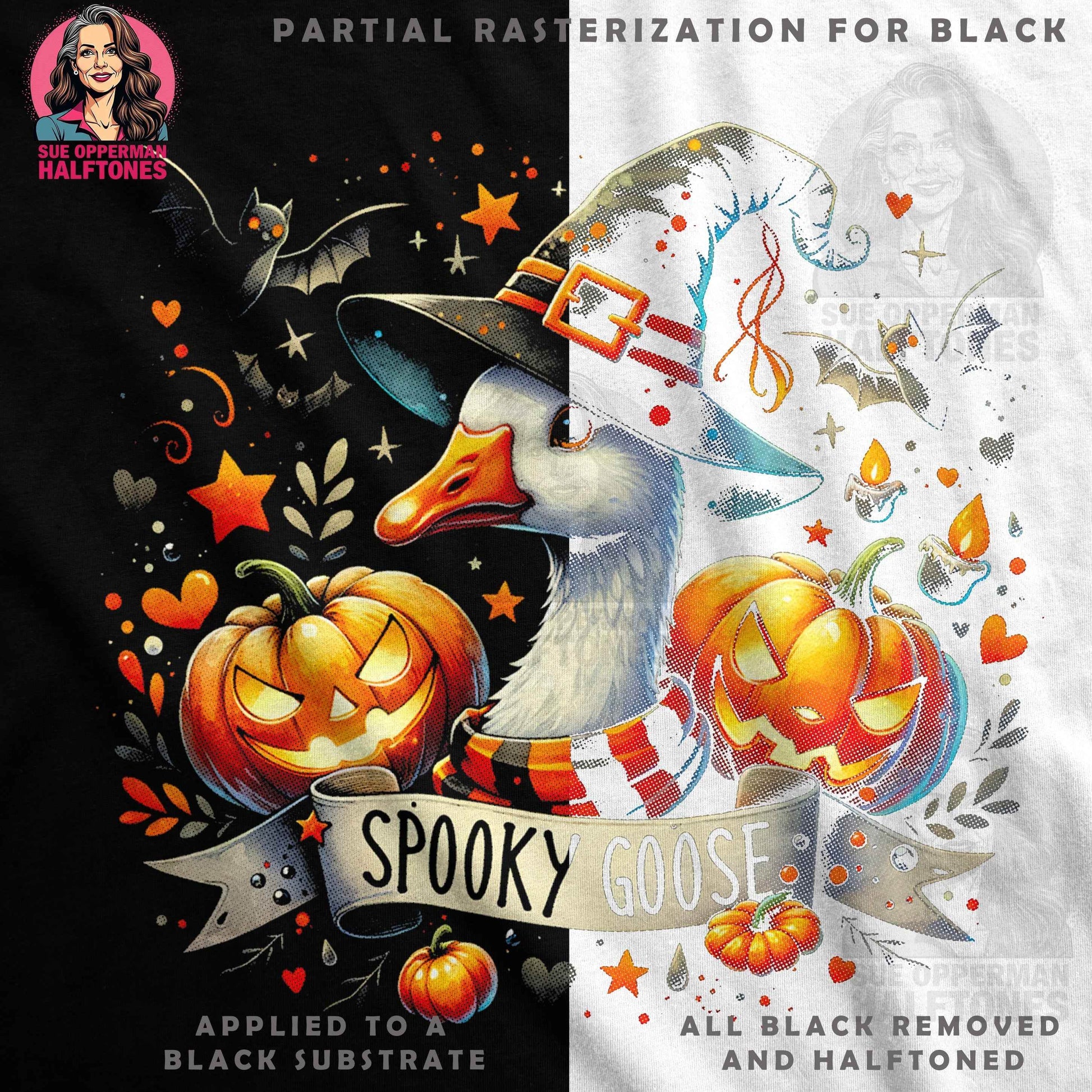 Spooky Goose Halloween Halftone T-Shirt Design - halftone PNG for T-shirts – Sue Opperman Halftones