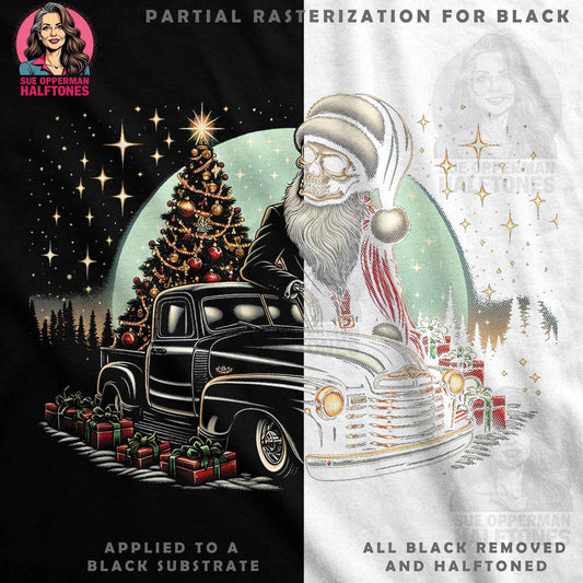 Gothic Christmas Santa In Car Halftone T-Shirt Design - halftone PNG for T-shirts – Sue Opperman Halftones