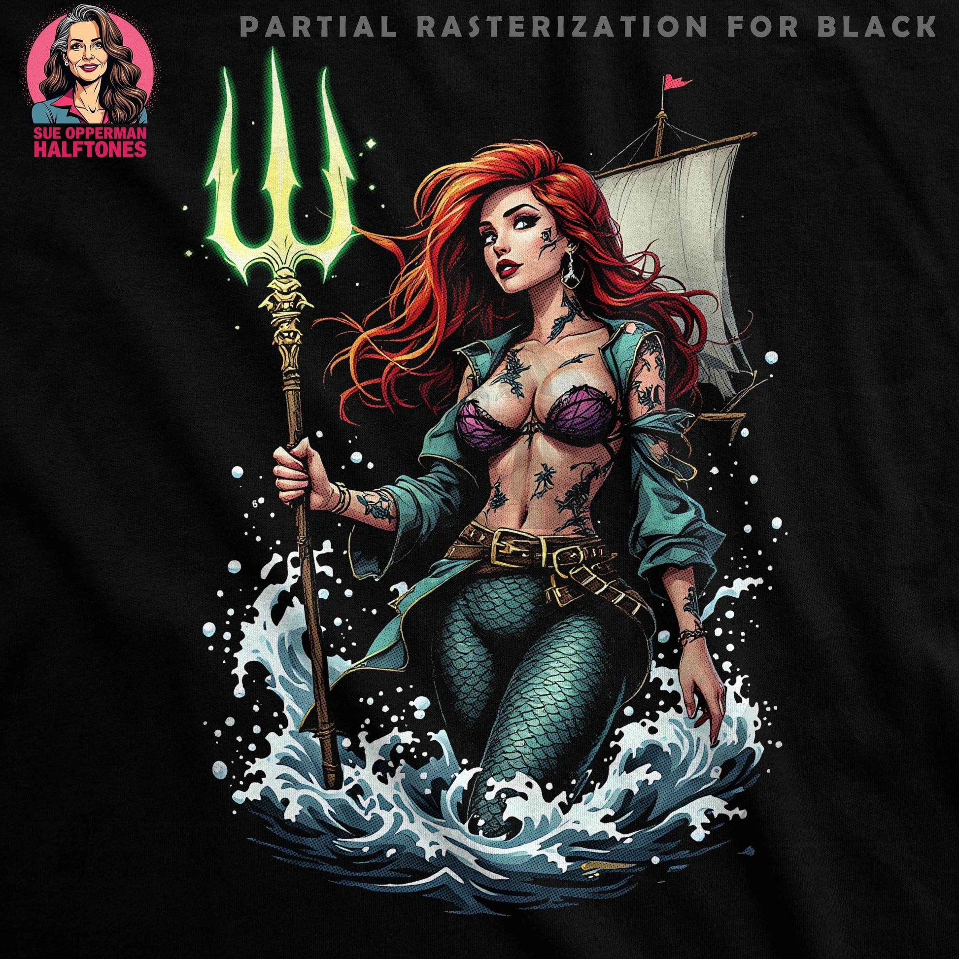 Mermaid Fantasy Halftone T-Shirt Design Digital - halftone PNG for T-shirts – Sue Opperman Halftones