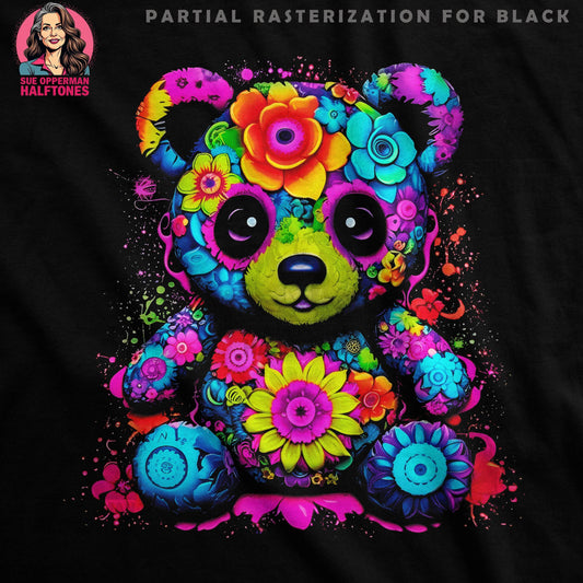Cute Floral Panda Halftone T-Shirt Design - halftone PNG for T-shirts – Sue Opperman Halftones