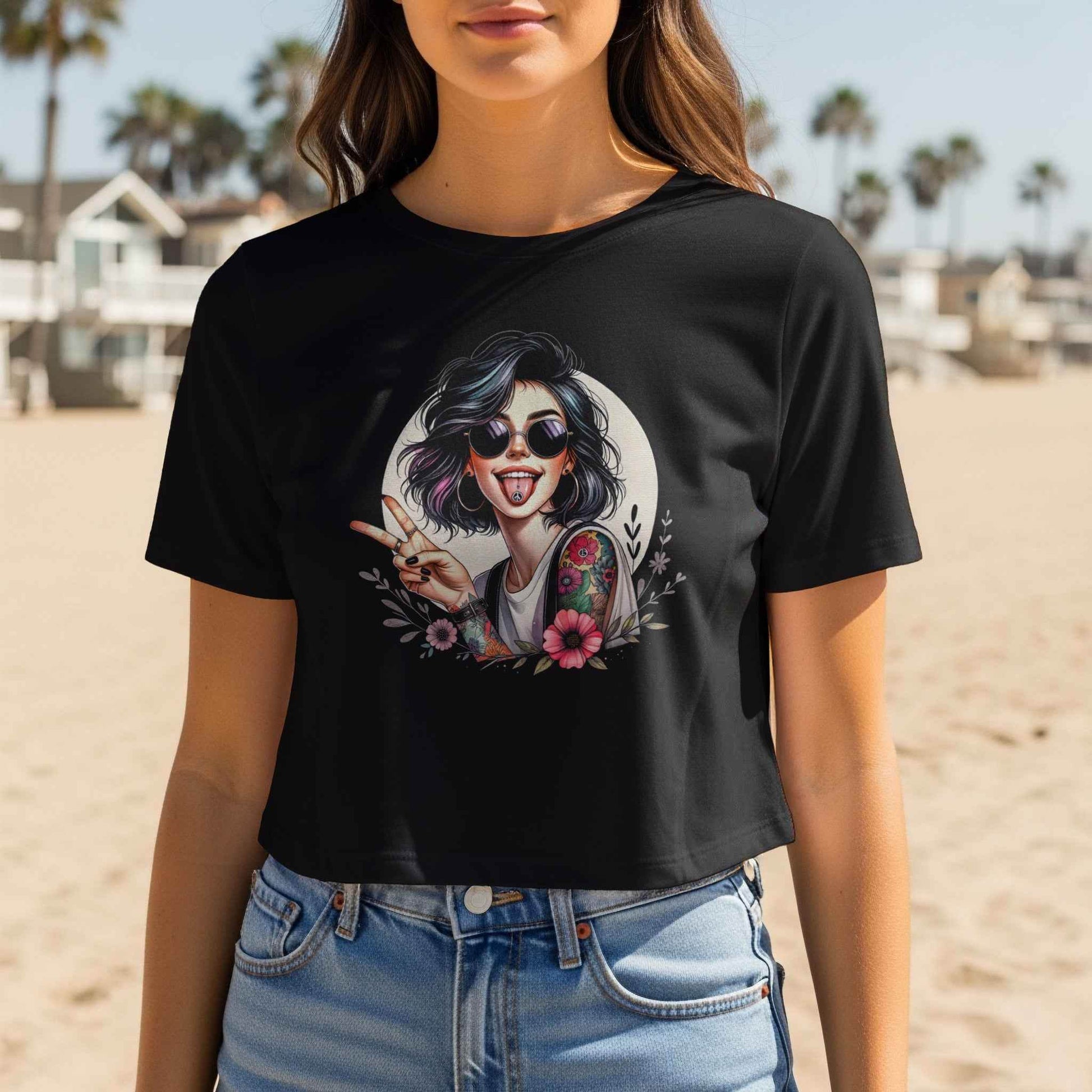 Peace Sign Girl Halftone T-Shirt Design Digital - halftone PNG for T-shirts – Sue Opperman Halftones