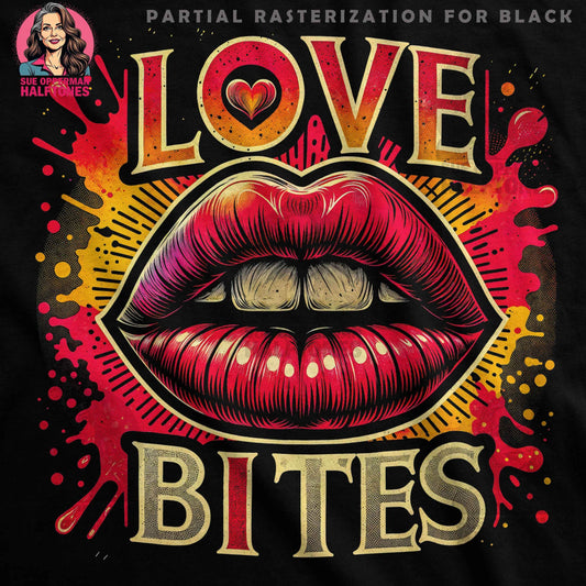 Love Bites Romantic Valentine Digital Halftoned T-Shirt Design - halftone PNG for T-shirts – Sue Opperman Halftones