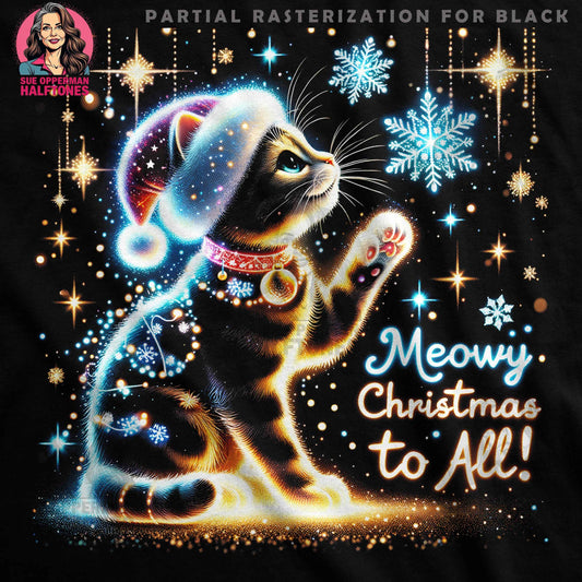 Christmas Cat Meowy To All Digital Halftone T-Shirt Design - halftone PNG for T-shirts – Sue Opperman Halftones