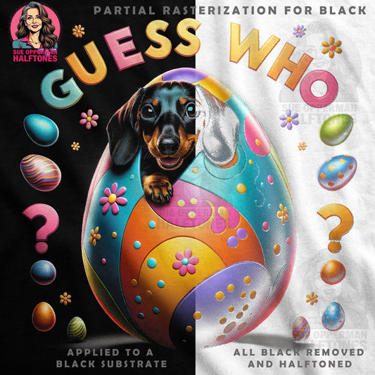 Easter Dachshund Guess Who Egg Halftone T-Shirt Design - halftone PNG for T-shirts – Sue Opperman Halftones