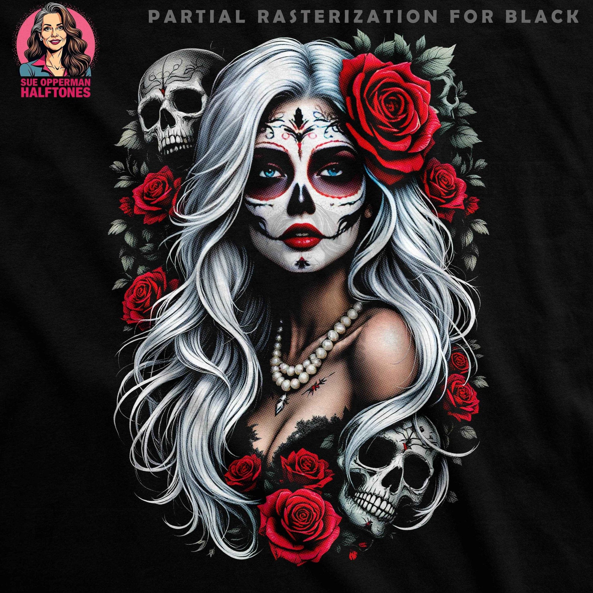 Sugar Skull Halftone T-Shirt Design - halftone PNG for T-shirts – Sue Opperman Halftones