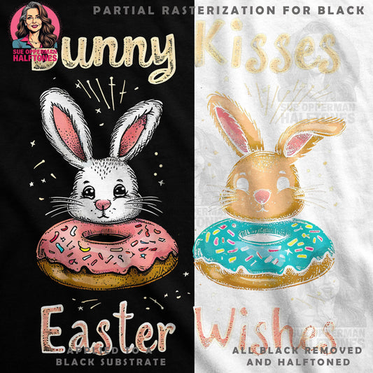 Easter Bunny Kisses And Wishes Halftoned T-Shirt Design - halftone PNG for T-shirts – Sue Opperman Halftones