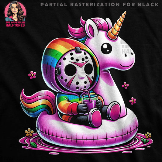 Rainbow Jason Unicorn Float Digital Halftone T-shirt Design - halftone PNG for T-shirts – Sue Opperman Halftones