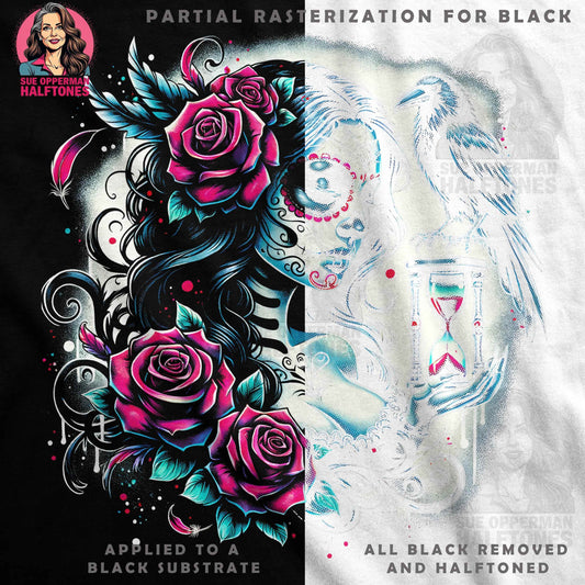 Sugar Skull Rose Raven Halftone T-Shirt Design Digital - halftone PNG for T-shirts – Sue Opperman Halftones