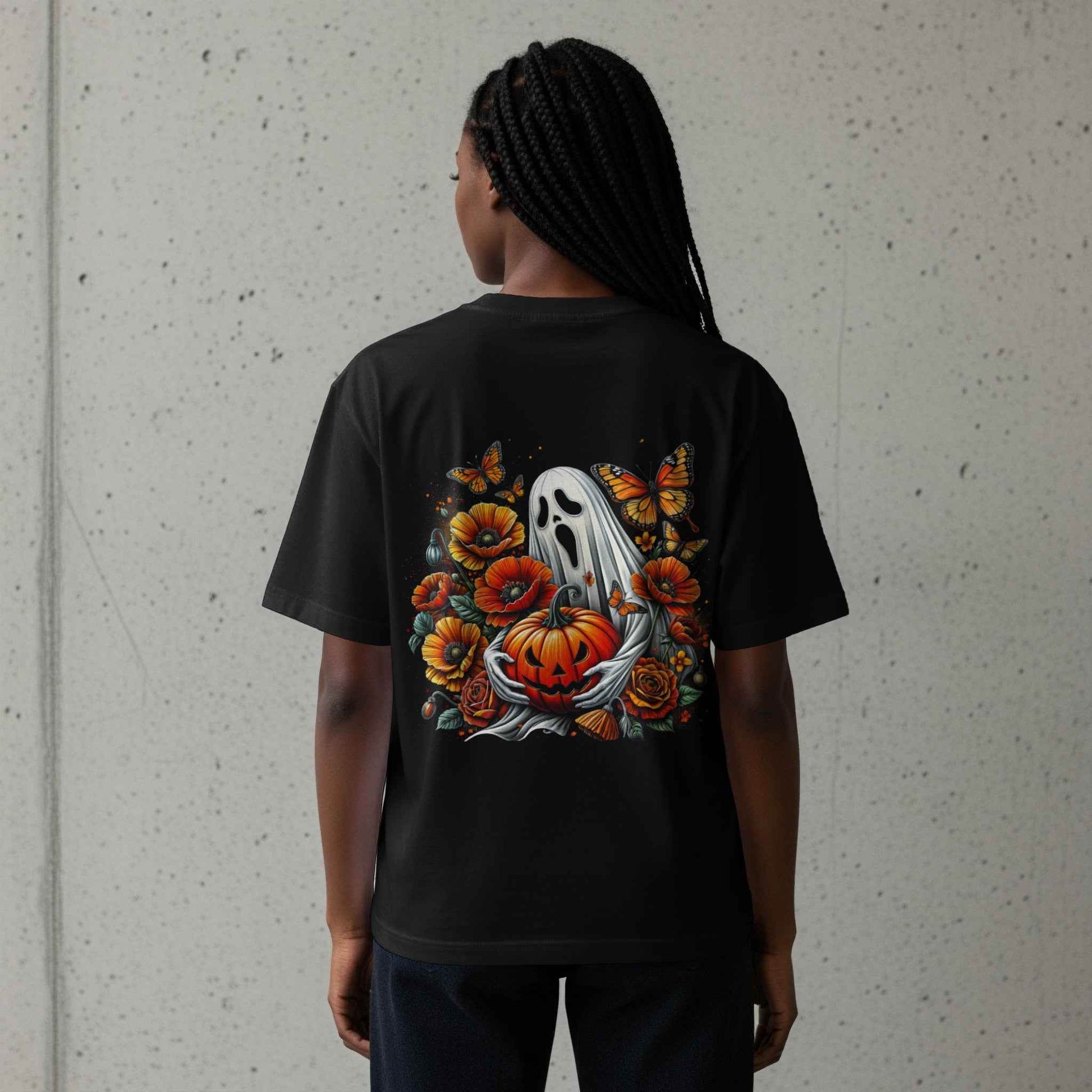 Floral Ghost and Pumpkin Halftone T-Shirt Design Digital - halftone PNG for T-shirts – Sue Opperman Halftones
