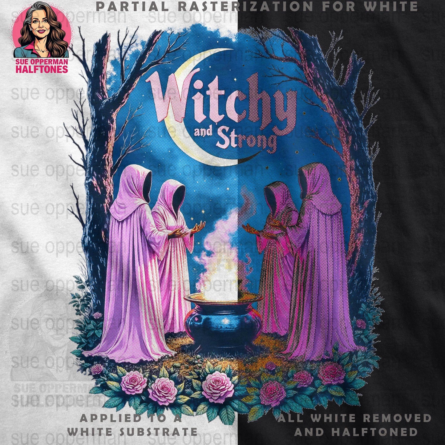Witchy Magic Strong Universal Print Bundle Digital - halftone PNG for T-shirts – Sue Opperman Halftones