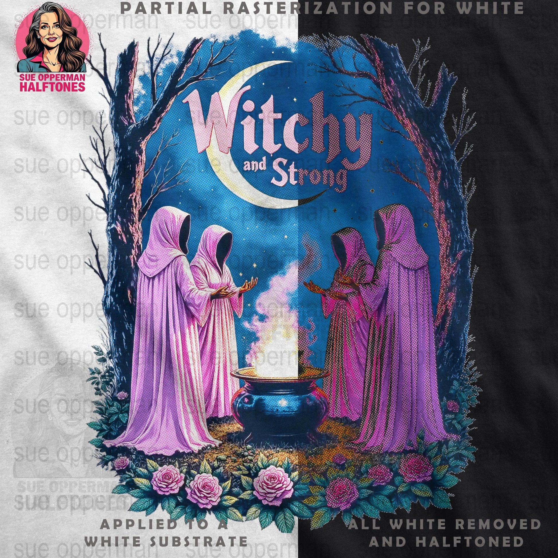 Witchy Magic Strong Universal Print Bundle Digital - halftone PNG for T-shirts – Sue Opperman Halftones
