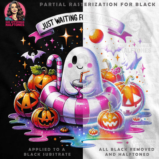 Waiting For Halloween Ghost Halftone T-Shirt Design - halftone PNG for T-shirts – Sue Opperman Halftones
