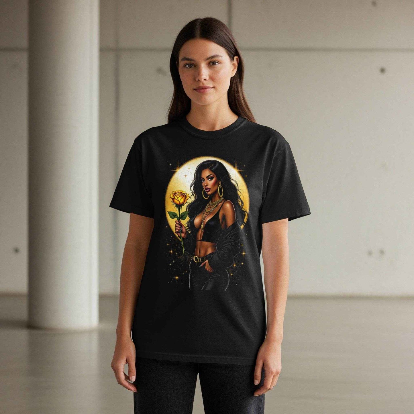 Glamorous Woman with Rose Halftone T-Shirt Design Digital - halftone PNG for T-shirts – Sue Opperman Halftones