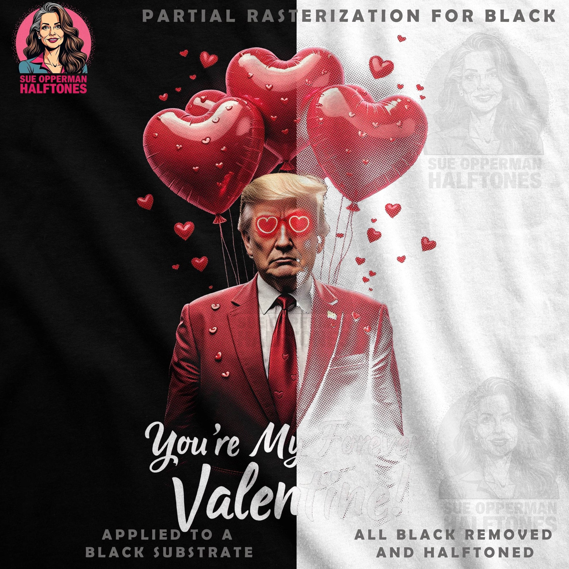 Valentines Trump Halftone T-Shirt Design - halftone PNG for T-shirts – Sue Opperman Halftones